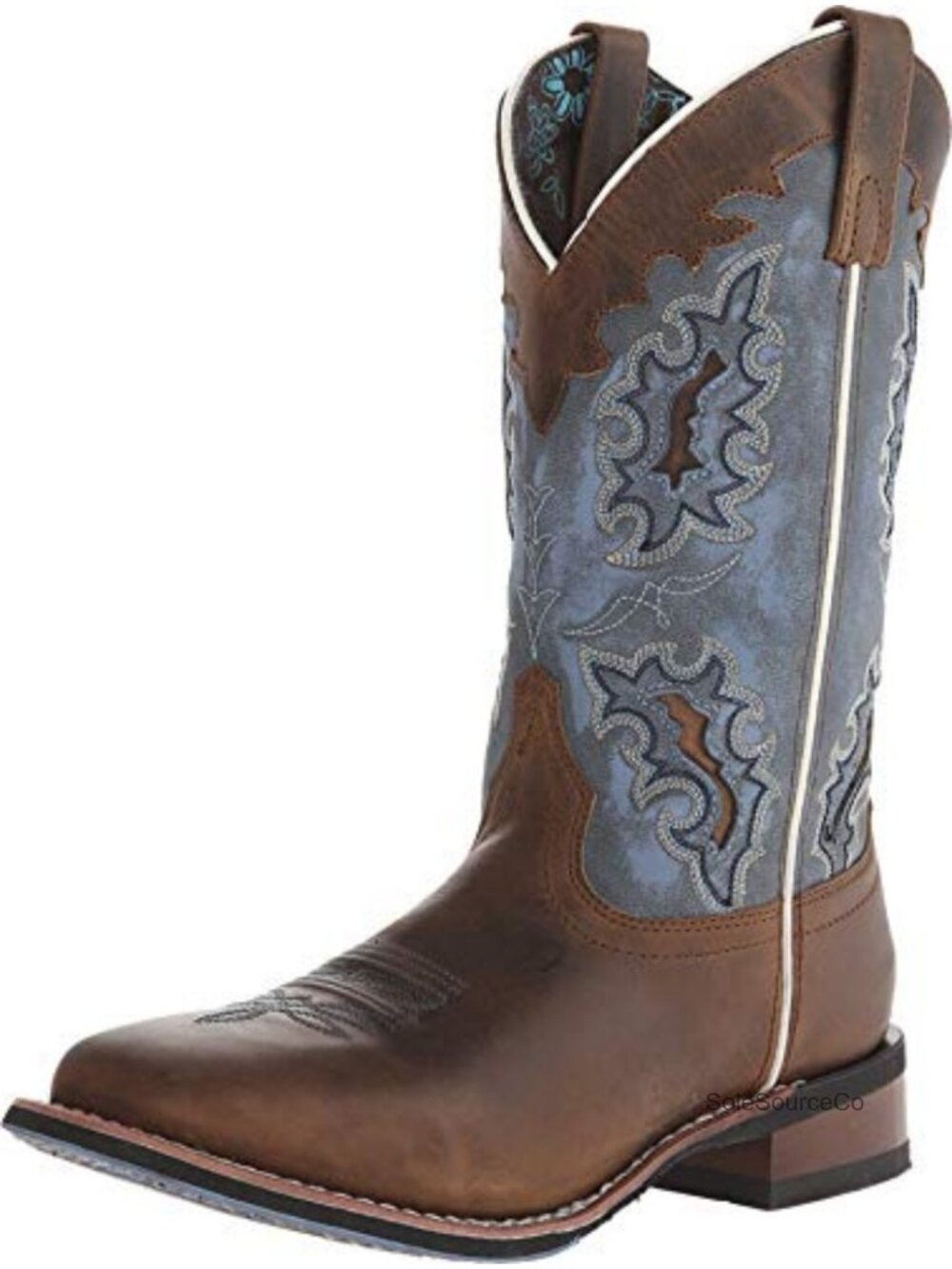 Laredo Womens Isla Tooled-Inlay Embroidered Square Toe Pull On Mid Calf Boots